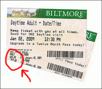 The Biltmore House tickets.